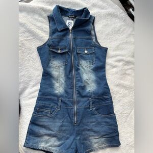 Denim Sleeveless Zip-Up Dress